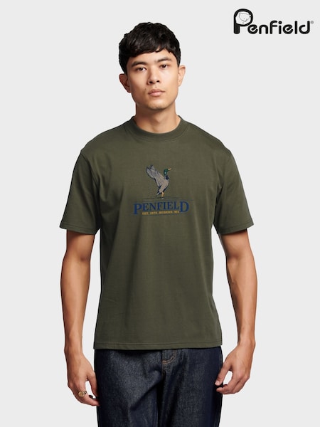 Vihreä - Penfield Mens 100% Cotton Regal Mallard T-Shirt (AT2270) | €55