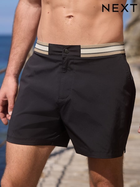 שחור - Elasticated Waistband Swim Shorts (AT2288) | ‏83‏₪