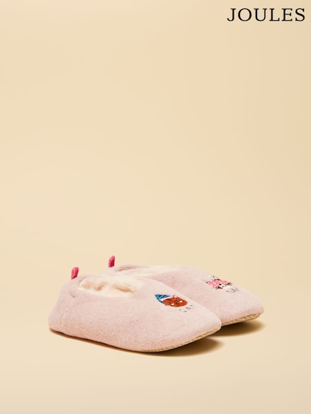 Joules Kids Slippet Pink Embroidered Slipper (AT2378) | €20