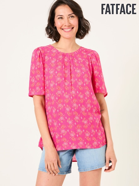 FatFace Lyndy Mid Pink Floral Block Blouse (AT2381) | €55