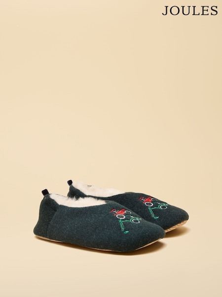 Joules Kids Slippet Green Embroidered Slipper (AT2385) | €21