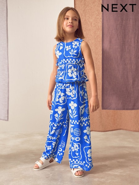 Blue Top and Wide Leg Trousers Set (3-16yrs) (AT2460) | AED76 - AED107