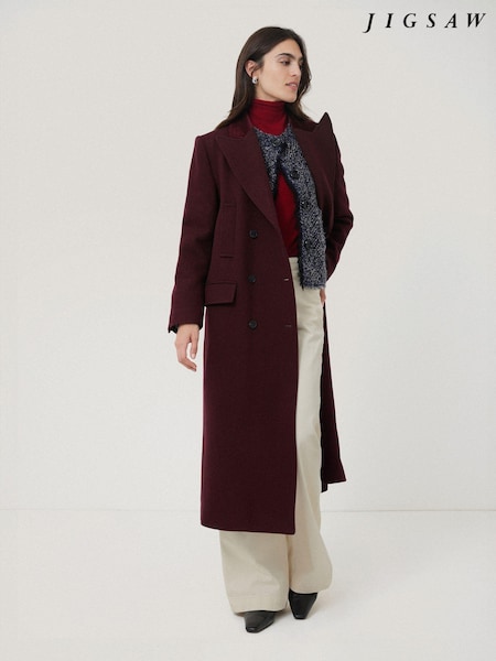 Jigsaw Red Wool Double Breasted Overcoat (AT2536) | €250