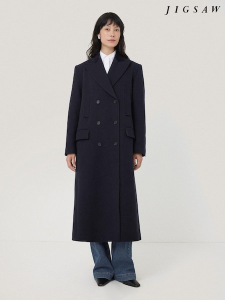 Jigsaw Blue Wool Double Breasted Overcoat (AT2541) | €165