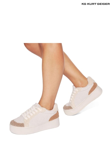 KG Kurt Geiger Cream Lighter Borg Trainers (AT2589) | 497 LEI