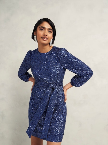 Hobbs Blue Bette Sequin Dress (AT2637) | €228