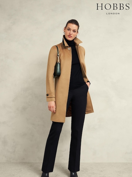 Hobbs Brown Vivienne Wool Coat (AT2666) | ₪1,655