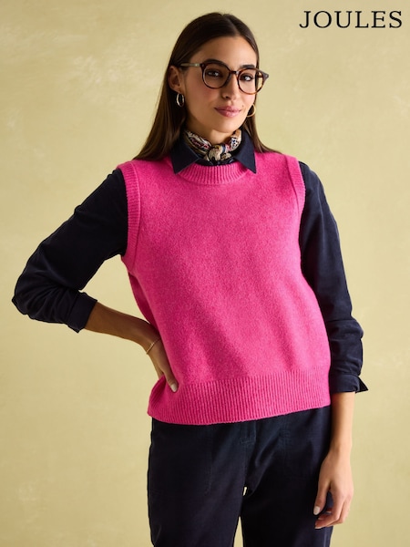 Joules Holly Bright Pink Regular Fit Knitted Vest (AT2715) | R$ 395