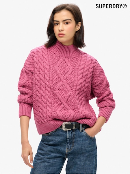 Superdry Aran Cable Knit Polo Jumper (AT2777) | 290 LEI