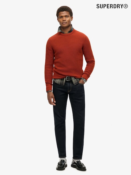 Superdry Orange 100% Cotton Textured Crew Knitted Jumper (AT2788) | R$ 590
