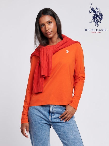 U.S. Polo Assn Womens Long Sleeve 100% Cotton T-Shirt (AT2810) | 156 LEI