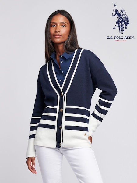 U.S. Polo Assn Womens Gradient Stripe 100% Cotton Cardigan (AT2812) | € 73