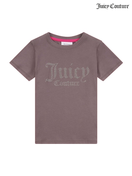 Juicy Couture Grey Girls Fitted Diamante 100% Cotton T-Shirt (AT2995) | $61 - $73