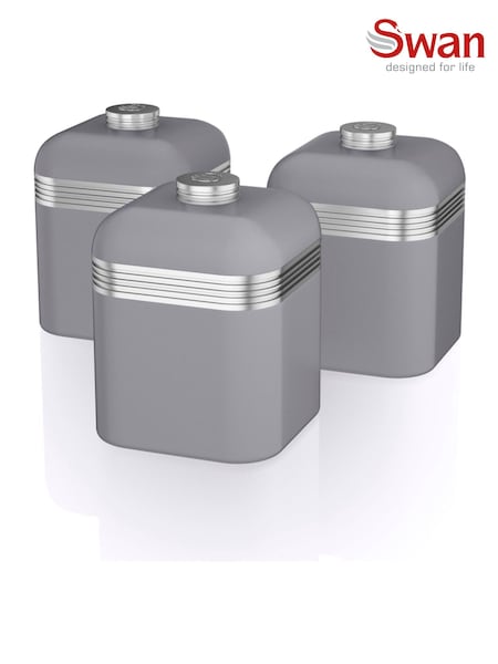 Swan Set of 3 Grey Retro Kitchen Storage Canisters (AT3032) | €37