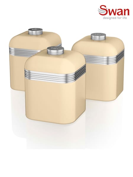 Swan Set of 3 Cream Retro Kitchen Storage Canisters (AT3037) | €37