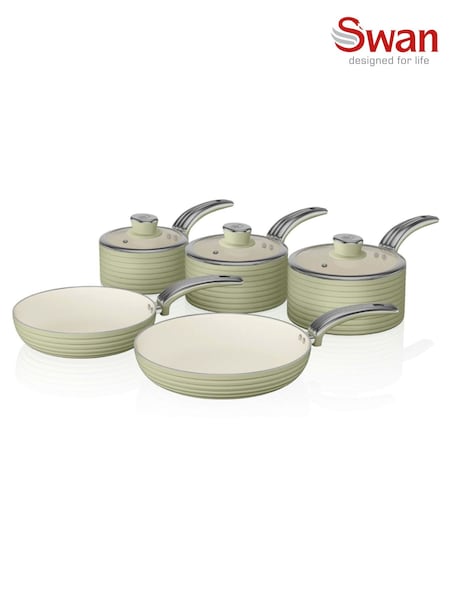 Swan 5 Piece Green Retro Pan Set (AT3044) | €122