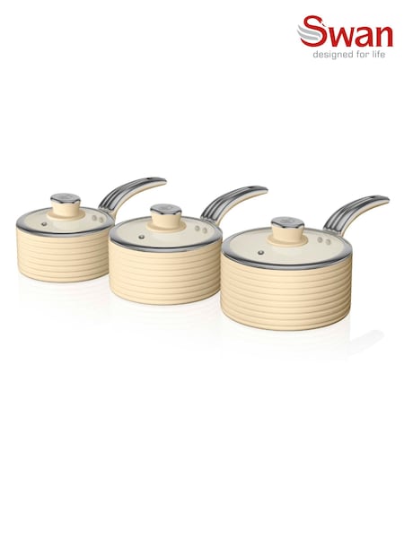 Swan 3 Piece Cream Retro Saucepan Set (AT3052) | €89