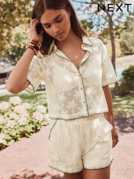 Cream Crochet Shirt with Embroidery (AT3070) | 1,131 UAH