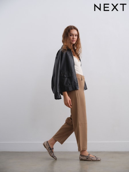 Tan/Brown Faux Suede Barrel Trousers (AT3078) | €61.50