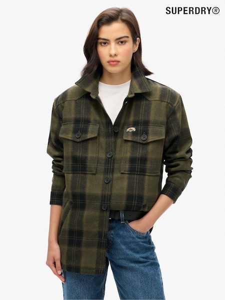 Superdry Green Borg Check Overshirt (AT3135) | €114