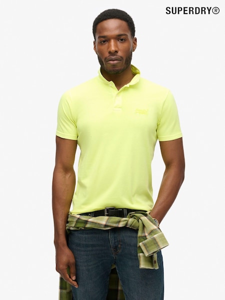 Superdry Yellow Essential Logo Neon Jersey 100% Cotton Polo Shirt (AT3137) | €42