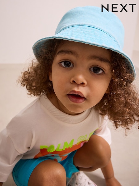 Turquoise Blue 100% Cotton  Washed Bucket Hat (3mths-16yrs) (AT3165) | €8 - €14
