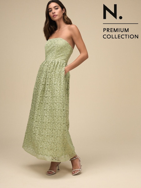 Зеленый - N. Premium Occasion Lace Bandeau Maxi Dress (AT3368) | €123