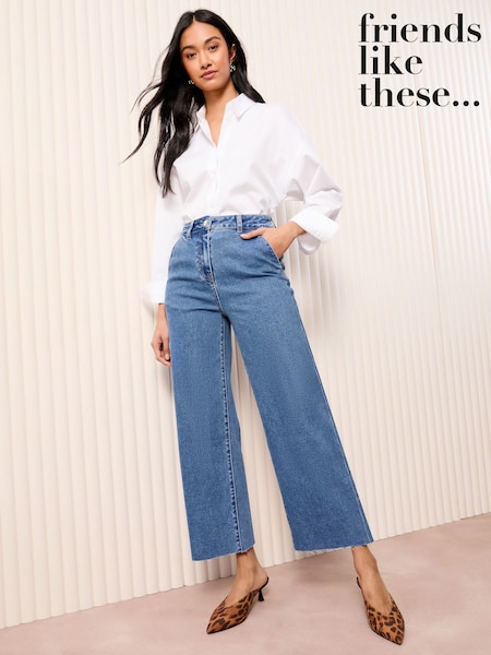 Умеренный синий - Friends Like These Wide Leg Cropped Jeans (AT3443) | €48