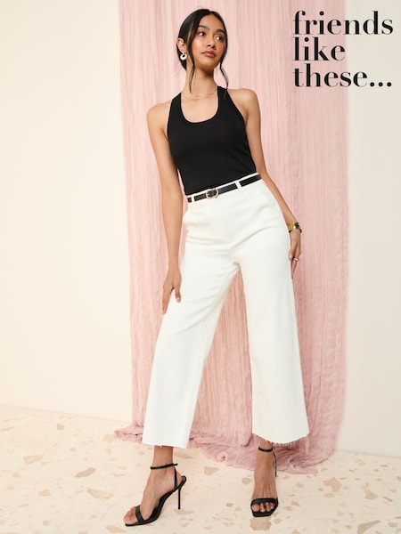 Белый/светло-бежевый - Friends Like These Wide Leg Cropped Jeans (AT3444) | €48