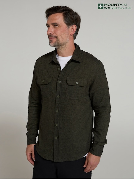 Mountain Warehouse Dark Green 100% Cotton Trace Mens Flannel Long Sleeve Shirt (AT3519) | AED157