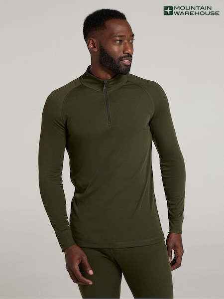 Mountain Warehouse Green Mens Talus Quarter Zip Thermal Top (AT3533) | AED116