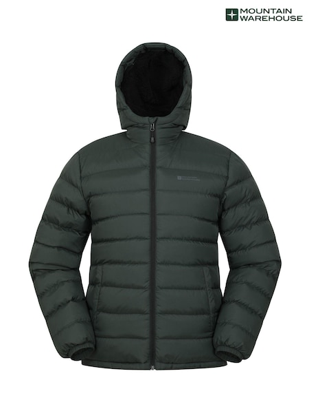 Mountain Warehouse Green Mens Seasons Water Resistant Faux Fur Lined Padded Jacket (AT3535) | €114