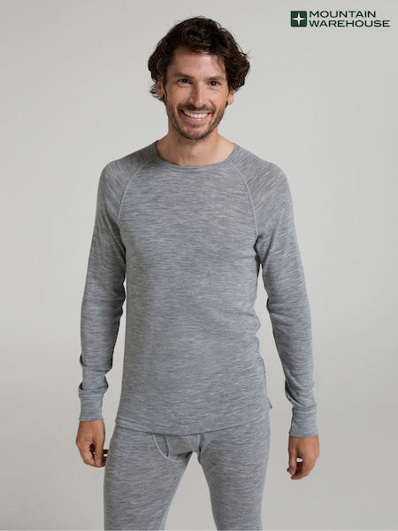 Mountain Warehouse Grey Merino Mens Round Neck Thermal Top (AT3555) | 238 QAR