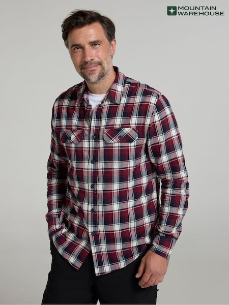 Mountain Warehouse Purple 100% Cotton Trace Mens Flannel Long Sleeve Shirt (AT3561) | €34