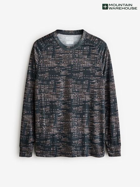 Mountain Warehouse Green/Grey Talus Mens Printed Thermal Top (AT3563) | AED116