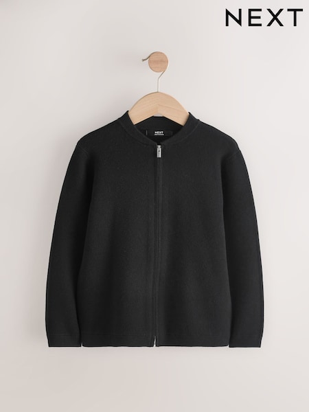 črna - Knitted Zip Through Bomber Cardigan (3-16yrs) (AT3613) | € 25 - € 31