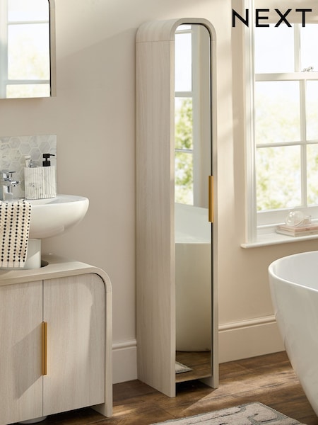 Light Natural Mia Mirrored Tall Boy Storage Console (AT3630) | €258