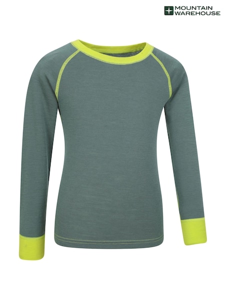 أخضر - Mountain Warehouse Merino Ii Kids Round Neck Thermal Top (AT3647) | ‏128 د.إ.‏