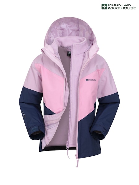 Mountain Warehouse Pink/Blue Lightning II Kids 3-in-1 Waterproof Jacket (AT3652) | AED140