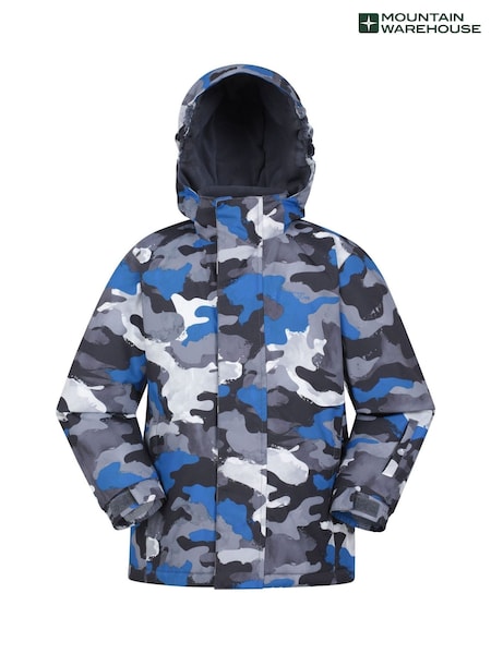 Mountain Warehouse Blue Grey Kids Mogal Printed Fleece Lined Snow Ski Jacket (AT3663) | 119 QAR