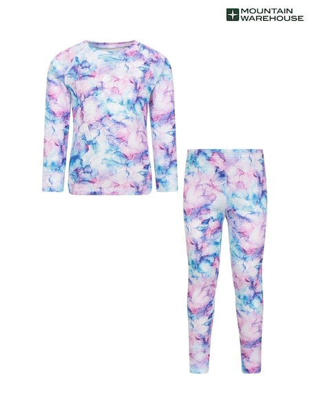 Sininen - Mountain Warehouse Kids Talus Printed Thermal Top And Joggers Set (AT3667) | €35