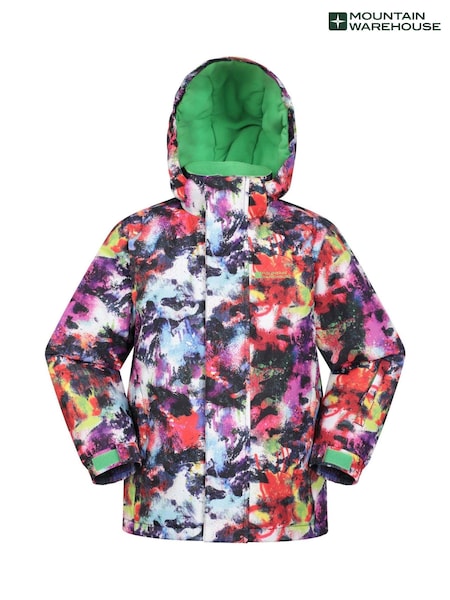Mountain Warehouse White Kids Mogal Printed Fleece Lined Snow Ski Jacket (AT3687) | €64