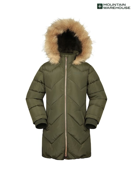 أخضر - Mountain Warehouse Kids Galaxy Water-Resistant Long Padded Jacket (AT3691) | ‏314 د.إ.‏