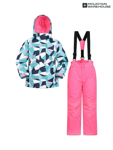Mountain Warehouse Blue Kids Fleece Lined Printed Snow Ski Jacket And Trousers Set (AT3694) | AED326