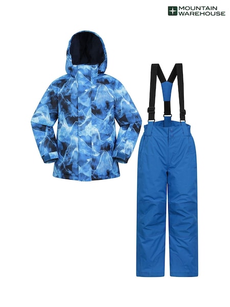 Mountain Warehouse Blue Light Kids Fleece Lined Printed Snow Ski Jacket And Trousers Set (AT3702) | €105