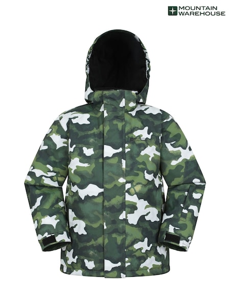 Mountain Warehouse Green Kids Mogal Printed Fleece Lined Snow Ski Jacket (AT3719) | AED140