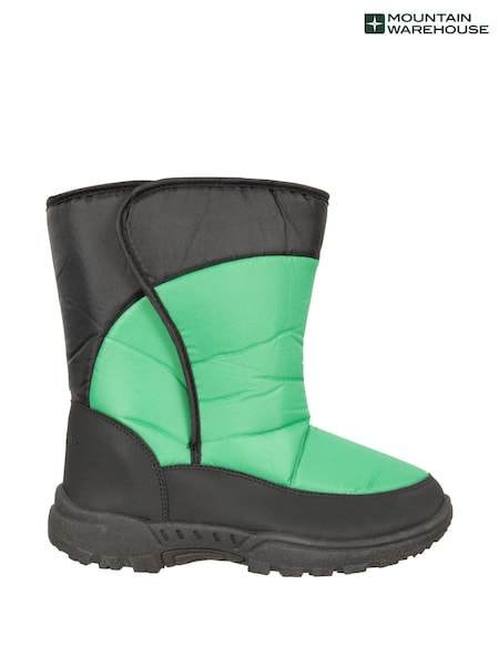 Mountain Warehouse Green Caribou Kids Single Stripe Sherpa Lined Adaptive Snow Boots (AT3728) | €42