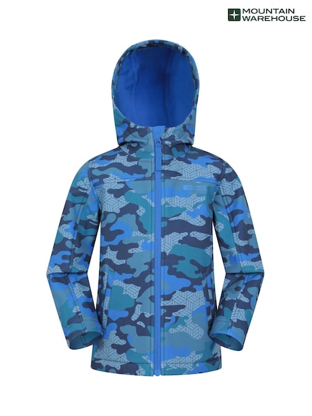 Mountain Warehouse Sky Blue Exodus Kids Printed Water-Resistant Softshell Jacket (AT3771) | €33