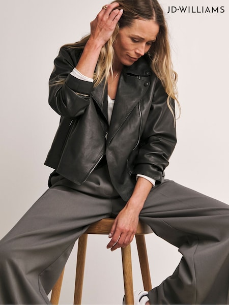 Anthology By JD Williams Black Anthology Leather Biker Jacket (AT3829) | €236