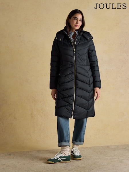 Joules Pembury Navy Showerproof Longline Padded Coat with Hood (AT3907) | R$ 1.375